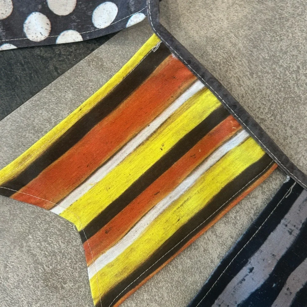 NWT - Halloween Black Orange White and Yellow Canvas Pennant Banner, Set of 2